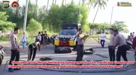 Personil Polres Minsel di lokasi abrasi pantai Amurang