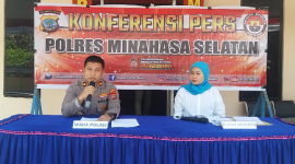 Wakapolres dan Kasat Reskrim Polres Minsel saat Konferensi Pers