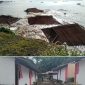 Gambar atas abrasi pantai Amurang, gambar bawah Huntara korban bencana abrasi