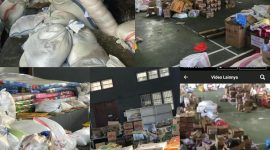 Foto warga, memperlihatkan barang-barang bantuan untuk korban abrasi pantai Amurang yang tidak disalurkan