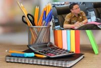 Ilustrasi gambar alat tulis kantor (ATK)