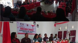 Tim Penilai Kabupaten Minahasa Selatan bersama Forkopimcam Tumpaan, dan Kumtua Tumpaan Felma Lumempow saat kegiatan Evaluasi Tingkat Kabupaten Lomba Desa di Desa Tumpaan Kecamatan Tumpaan
