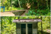 Foto: Pintu masuk (atas) dan lokasi berdirinya toilet di kawasan Air Terjun Desa Popontolen Kecamatan Tumpaan