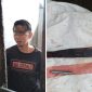 Foto: pelaku RL saat diamankan polisi, dan barang bukti sajam yang digunakan untuk membacok