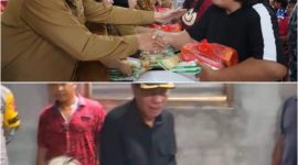 Foto: bupati FDW saat menyalurkan Bansos bahan pokok dan uang tunai kepada masyarakat, yang telah viral di media sosial 