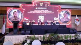 Foto: Ketua KPU Minsel Tommy Moga saat sambutan pada acara pembukaan Penyuluhan Produk Hukum Bersama Badan Adhoc dan Stakeholder dan Deklarasi Sahabat JDIH