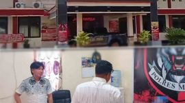 Foto: kantor Mapolres Minsel (atas), oknum Kadis Kesehatan saat diperiksa Unit Tipidkor Polres Minsel (bawah)