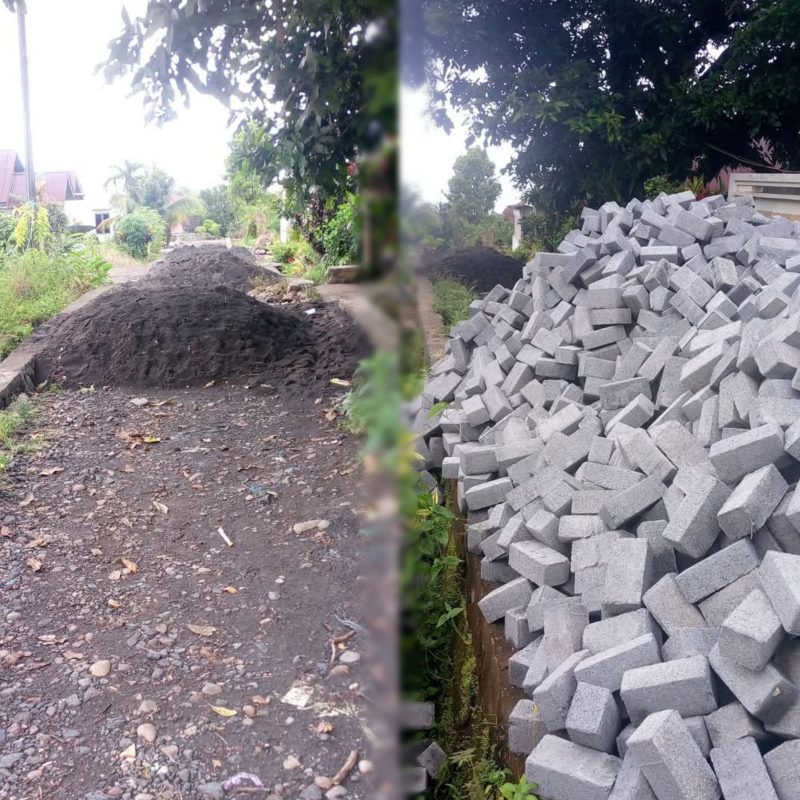 Foto: lokasi pembangunan jalan paving di Jaga 4, Desa Tiniawangko Minsel