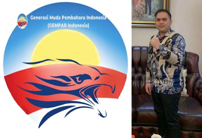 Foto: logo Organisasi Gempar Indonesia (kiri), Ketua DPD Gempar Indonesia Sulut Ovel Mait (kanan)