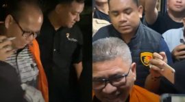 Foto: 2 (dua) tersangka yang ditahan Polda Sulut, ketika keluar dari ruang penyidik Subdit Tipidkor