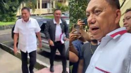 Foto: Olly Dondokambey saat mendatangi Polda Sulut, memenuhi panggilan pemeriksaan oleh penyidik Subdit Tipidkor Ditreskrimsus
