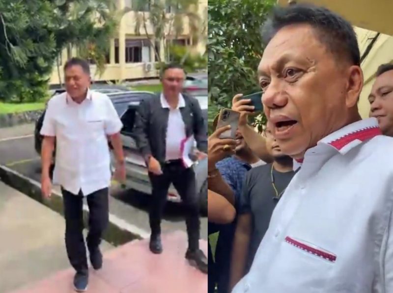Foto: Olly Dondokambey saat mendatangi Polda Sulut, memenuhi panggilan pemeriksaan oleh penyidik Subdit Tipidkor Ditreskrimsus
