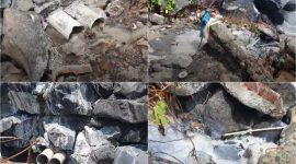 Foto: kolage gambar lokasi pembuangan limbah ditengarai langsung ke laut oleh PT Kawanua Coconut Nusantara Tumpaan Dua, Minsel