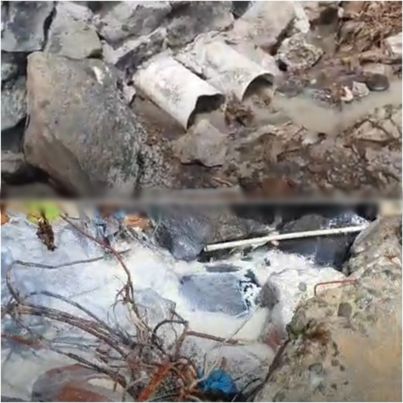 Foto: pembuangan limbah industri yang diduga mencemari lingkungan dan dapat mempengaruhi kesehatan warga, lokasi di salah satu perusahaan di Kecamatan Tumpaan, Minahasa Selatan 