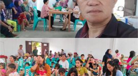 Foto: Hukum Tua Desa Sapa Kecamatan Tenga, Minsel memantau langsung kegiatan posyandu desa 