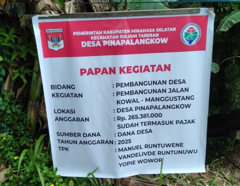 Foto: plang proyek DD Pinapalangkow 