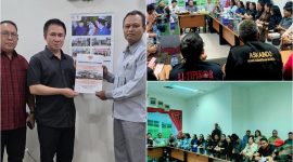 Foto: kolase Ketua DPRD Minsel dan Sekwan saat menyerahkan surat aspirasi masyarakat lewat LSM dan Ormas di Minsel (kiri), saat audiensi bersama LSM dan Ormas dan pimpinan beserta anggota DPRD Minsel (kanan)