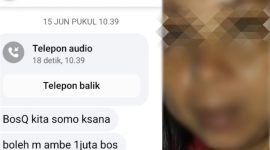 Foto: oknum peminjam saat memberikan testimoni video sebagai bukti syarat peminjaman, disertai tangkapan layar bukti chattingan 