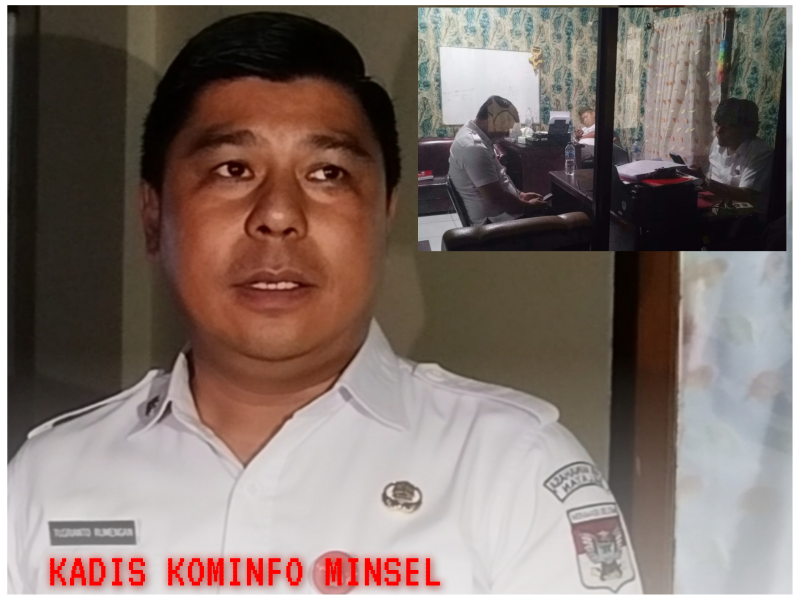 Foto: Kadis Kominfo Minsel Tusrianto Rumengan, saat usai diperiksa/ inserted photo: Kadis Rumengan saat dalam pemeriksaan Unit Tipidkor Polres Minsel