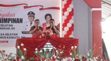 Foto: Bupati dan Wakil Bupati Minahasa Selatan, saat acara perayaan 1 Tahun Kepemimpinan 