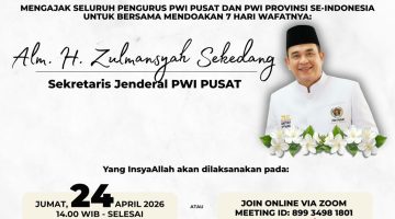 PWI Pusat Gelar Doa Bersama Wafatnya Sekjen Zulmansyah Sekedang
