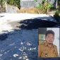 Foto: foto material jalan depan TK di Desa Molinow yang terkesan asal-asalan, inserted photo: plt Kumtua Rony Lengkey 