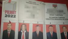 Foto: Kertas Suara yang dipermasalahkan di Pilhut Desa Tumpaan Kecamatan Tumpaan, Kabupaten Minahasa Selatan.
Calon Nomor Urut 1 Seharusnya memenangkan Pilhut Desa Tumpaan.